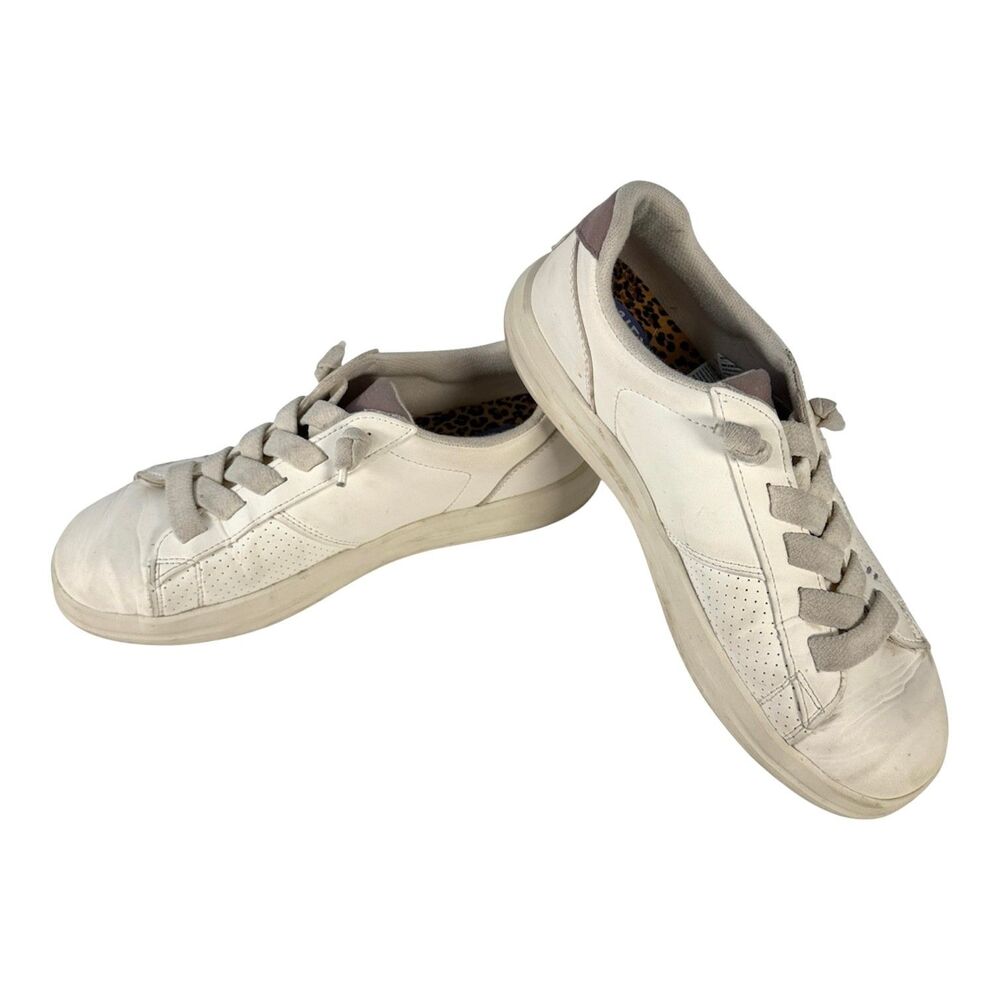 Hey Dude Karina Duo Classic Womens Sneakers White Leather Lace Up US 9 Leopard